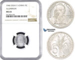 AA396, French Indo-China, ESSAI 5 Centimes 1946, Paris, NGC MS65
