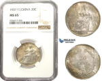AA481, French Indo-China (Vietnam) 20 Centimes 1937, Silver, NGC MS65