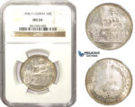 AA482, French Indo-China, 50 Centimes 1936, Paris, Silver, NGC MS64