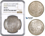 AA662, Egypt (Occupation Coinage) 20 Piastres AH1335 (1917) Silver, NGC MS63+