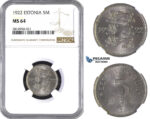 AA665, Estonia, 5 Marka 1922, NGC MS64