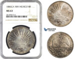 AA698, Mexico, 8 Reales 1886 Ca MM, Chihuahua, Silver, NGC MS63
