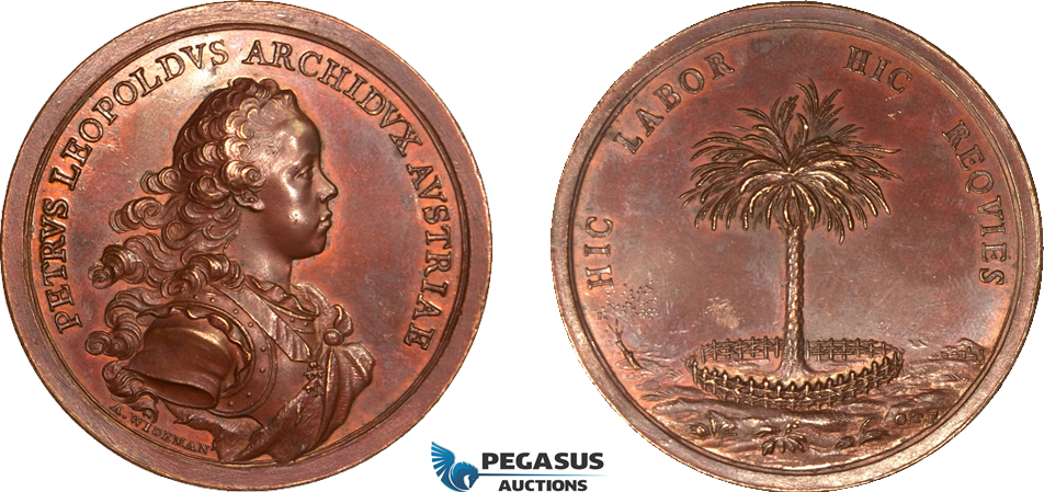 AA968, Austria, Bronze Medal ND (Ø46mm, 33.2g) by Wideman, Election of Archduke Leopold, Palm Tree