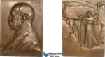 AA986, Sweden, Bronze Art Nouveau Plaque Medal 1913 (63x48mm, 89g) by Lindberg, Oscar Montelius, Archeologist