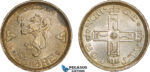 AB146, Norway, Haakon VII, 25 Øre 1914, Kongsberg, Silver, Toned aUNC (Stained)