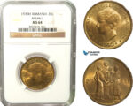 AB268, Romania, Mihai I, "Hora" 20 Lei 1930-H, Heaton, NGC MS64