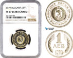 AB292, Bulgaria, 1 Lev 1979, NGC PF67 Ultra Cameo