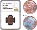 AB296, Estonia, 5 Senti 1931, NGC MS64BN