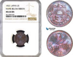 AB318, Latvia, 2 Santimi 1922, NGC MS64BN