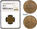 AB320, Lithuania, 10 Centu 1925, NGC MS63