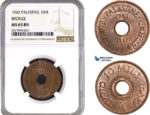 AB322, Palestine, 10 Mils 1942, London, Bronze, NGC MS63BN