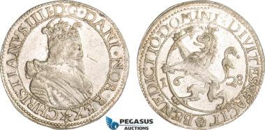AB389, Norway, Christian IV, Speciedaler 1628, Christiania, Silver (25.69g) NM 26 "Wild Lion" Lustrous aXF, Extremely Rare!