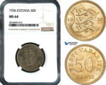 AB456, Estonia, 50 Senti 1936, NGC MS64