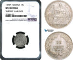 AB471, French Indo-China, 10 Centimes 1894-A, Paris, Silver, NGC UNC Details