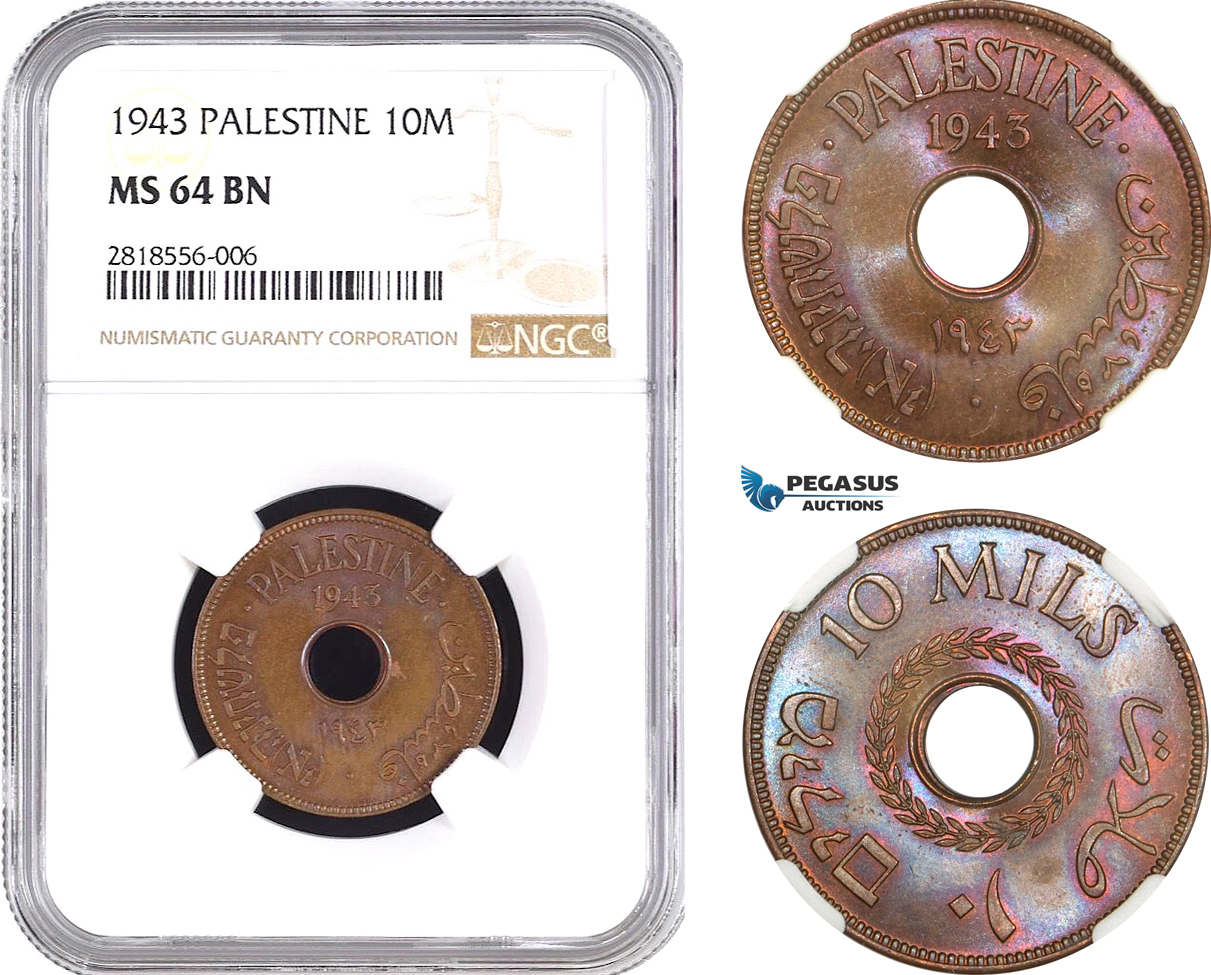 AB508, Palestine, 10 Mils 1943, London, NGC MS64BN