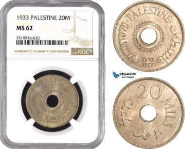 AB548, Palestine, 20 Mils 1933, London, NGC MS62