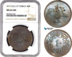 AB557, Ottoman Empire (Turkey) Abdülmecid, 40 Para AH1255/19, NGC MS62BN, Pop 1/0