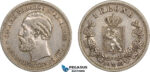 AB566, Norway, Oscar II, 1 Krone 1900, Kongsberg, Silver, Partial luster, VF-XF