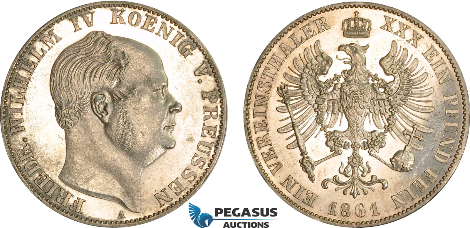 AB600, Germany, Prussia, Fr. Wilhelm IV, Vereinstaler 1861-A, Berlin, Silver, Proof