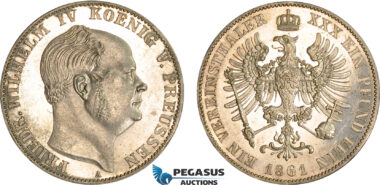 AB600, Germany, Prussia, Fr. Wilhelm IV, Vereinstaler 1861-A, Berlin, Silver, Proof