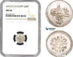 AB673-R, Ottoman Empire, Egypt, Abdulaziz, 20 Para AH1277/5, Misr, NGC MS62