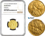 AB759, Sweden, Karl XII, Ducat (Dukat) 1714 LC, Stockholm, Gold, NGC AU Details