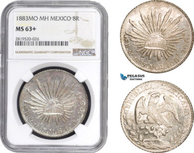 AB808, Mexico, 8 Reales 1883 Mo MH, Mexico City, Silver, NGC MS63+