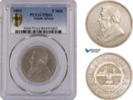 AB821, South Africa (ZAR) 2 Shillings 1892, Berlin, Silver, PCGS PR61, Rare!