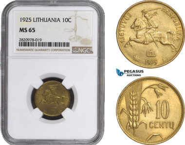 AB894, Lithuania, 10 Centu 1925, NGC MS65