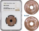AB971, Palestine, 10 Mils 1943, London, NGC MS65BN, Pop 3/2