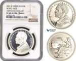 AC155, Sweden, Nobel Prize Centennial 200 Kronor 2001, Stockholm, Silver, NGC PF69UC, Pop 1/0