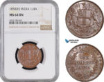 AC243, India (EIC) 1/4 Anna 1858 (H) Heaton, NGC MS64BN