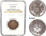 AC822, Portugal, Azores, Louis I, 5 Reis 1865, Lisbon, NGC MS65BN, Pop 1/0