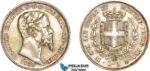 AD074, Italy, Emilia, Vitt. Emanuele II, 1 Lira 1859-M, Milan, Silver, Toned XF-AU