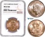 AD214, Great Britain, George VI, 1 Penny 1937, NGC MS67, Pop 1/0