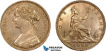 AD323, Great Britain, Victoria, Penny 1861, 16 Leaves, Cleaned AU