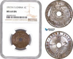 AD346, French Indo-China, 1 Centime 1917-A, Paris, NGC MS64BN