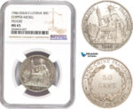 AD350, French Indo-China, Piefort ESSAI 50 Centimes 1946, Paris, Cu-Ni, 104pcs. Struck, NGC MS65