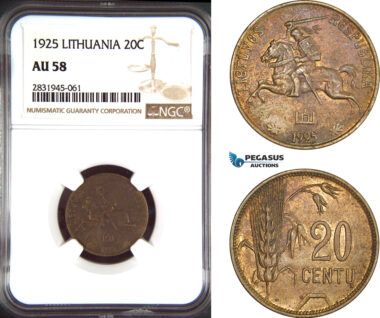 AD469, Lithuania, 20 Centu 1925, NGC AU58