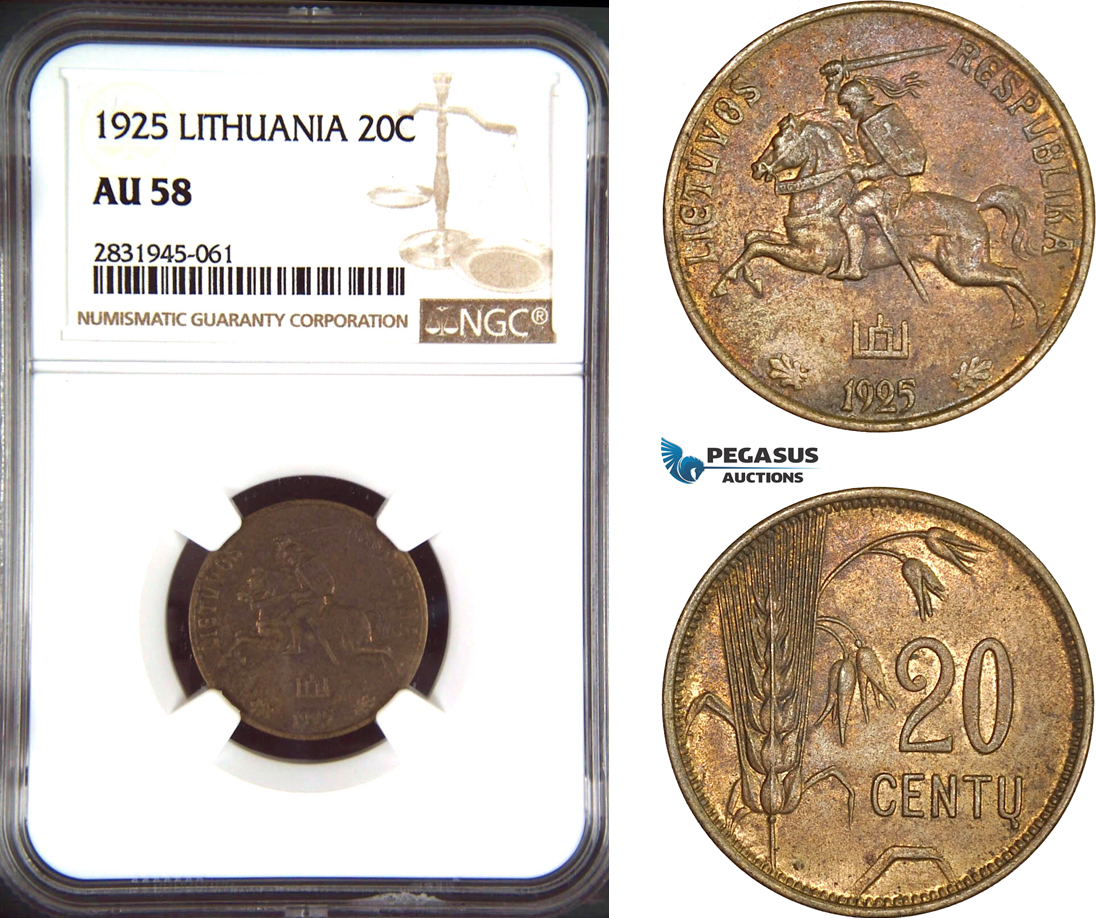 AD469, Lithuania, 20 Centu 1925, NGC AU58