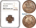 AD677, Lithuania, 5 Centai 1936, NGC MS65BN