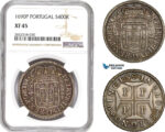AD684, Portugal, Pedro II, 400 Reis 1690-P, Porto, Silver, NGC XF45