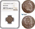 AD825, France, Louis XV, 1 Liard 1770-S, Reims, NGC MS63BN