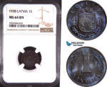 AD878, Latvia, 1 Santims 1938, NGC MS64BN