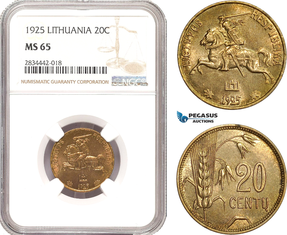 AD885, Lithuania, 20 Centu 1925, NGC MS65