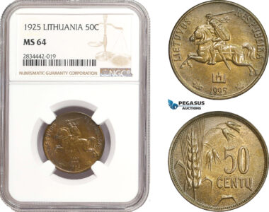 AD886, Lithuania, 50 Centu 1925, NGC MS64