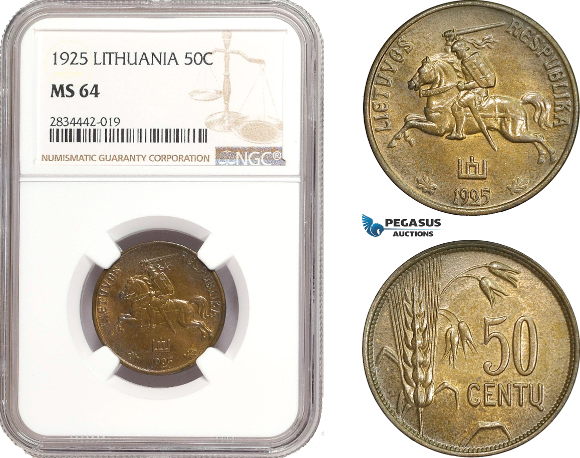 AD886, Lithuania, 50 Centu 1925, NGC MS64