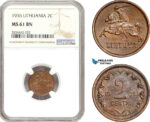 AD889, Lithuania, 2 Centai 1936, NGC MS61BN