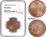 AE099, Finland, Alexander III. of Russia, 10 Penni 1889, NGC MS64RB