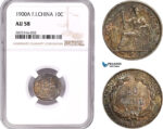 AE111, French Indo-China, 10 Centimes 1900-A, Paris, Silver, NGC AU58